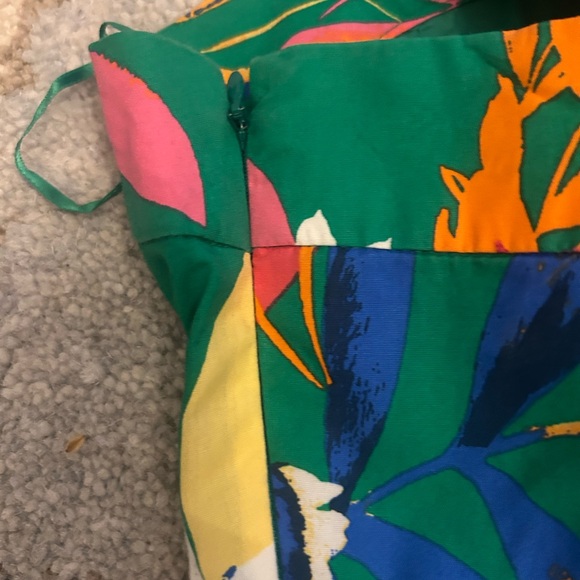 J. Crew Green Tropical Floral Halter Midi Dress with Bright Accents - Picture 8 of 12